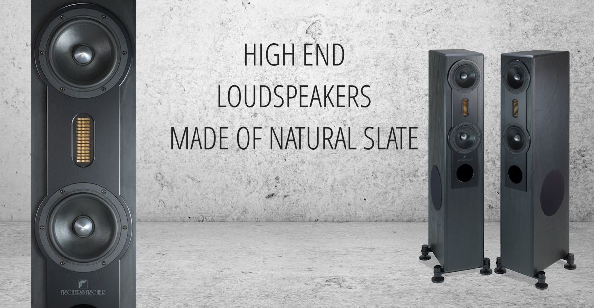 High end loudspeakers made of natural slate